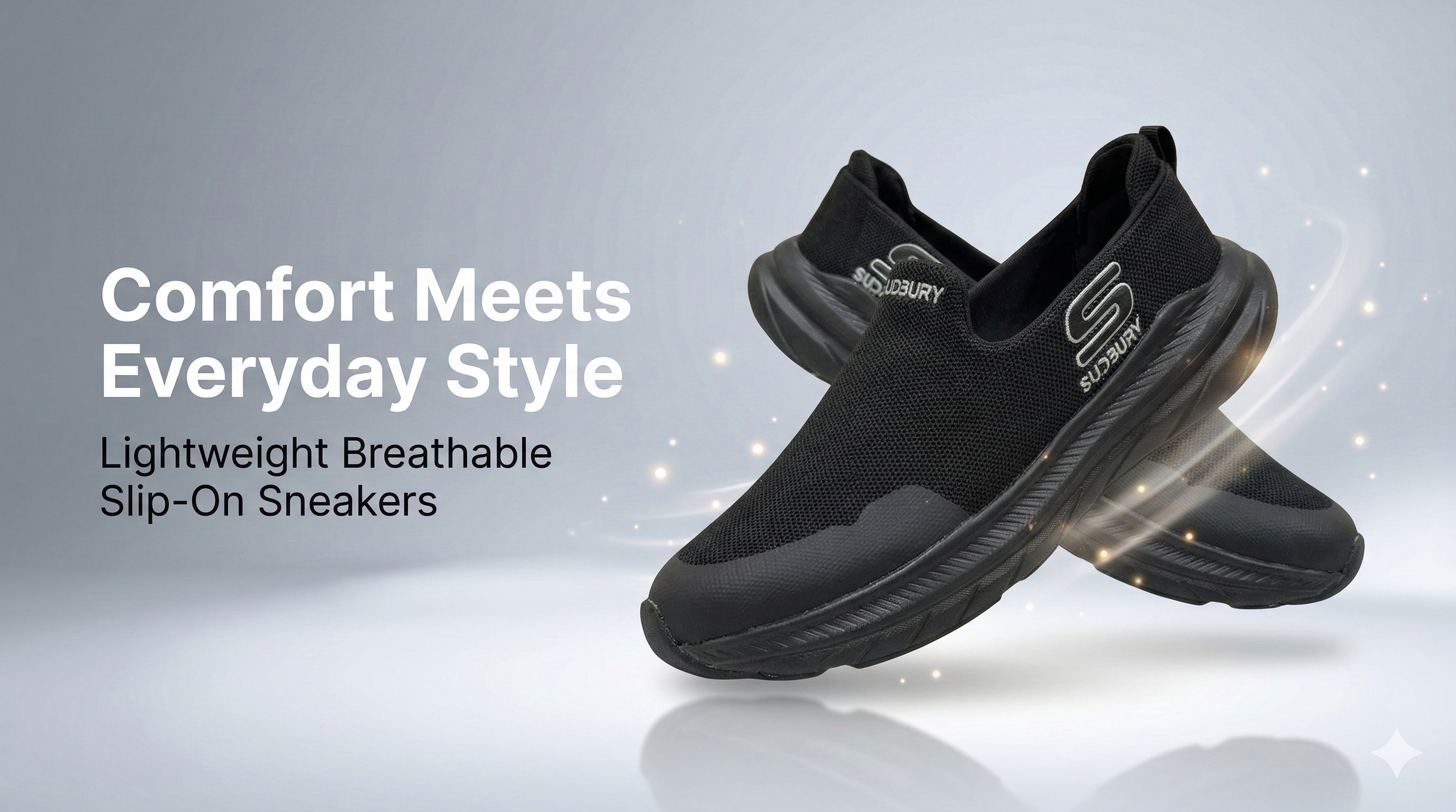 PowerStep- Black Slip On Sneakers for Men
