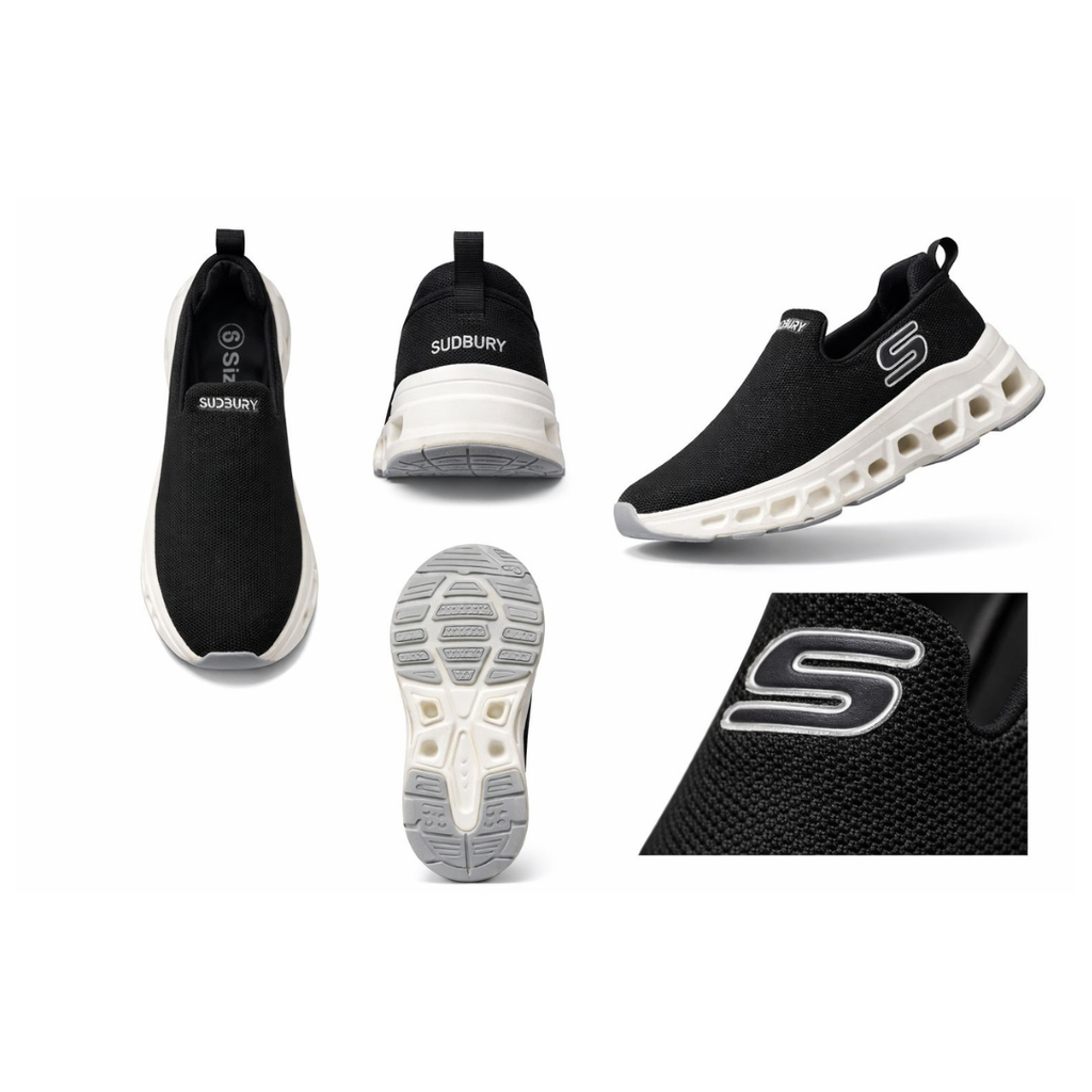 Elite Comfort Black Slip-On Sneakers