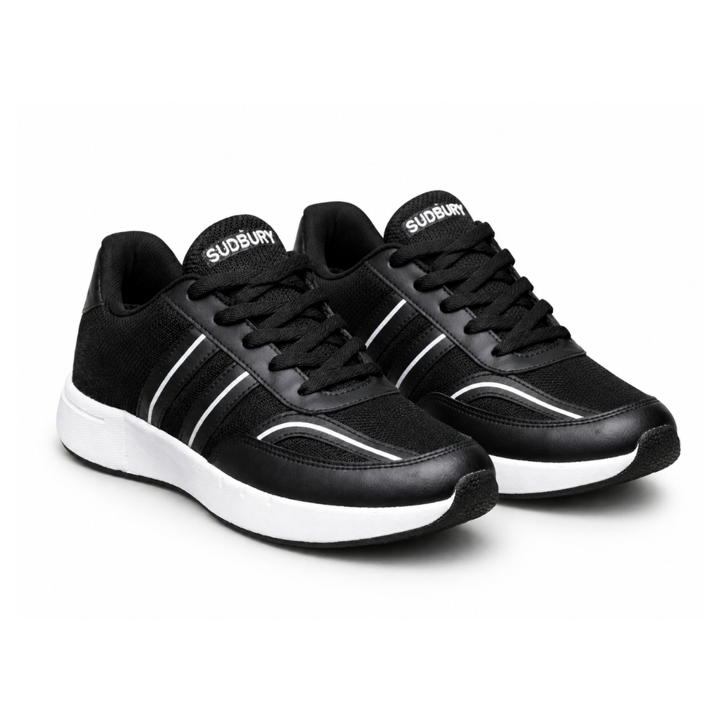 Sudbury RunMax Marathon Lightweight Running Shoes for Men – Breathable Sports & Walking Shoes | Black
