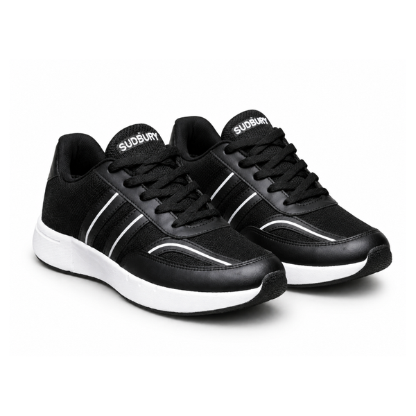 Sudbury RunMax Marathon Lightweight Running Shoes for Men – Breathable Sports & Walking Shoes | Black