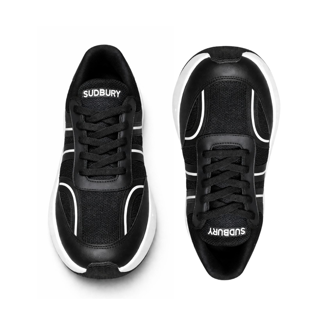 Sudbury RunMax Marathon Lightweight Running Shoes for Men – Breathable Sports & Walking Shoes | Black
