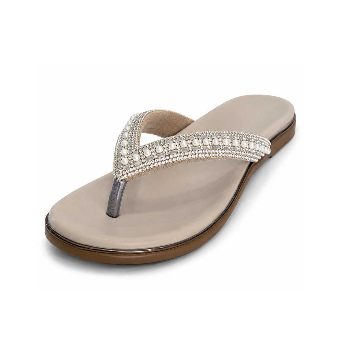 Sudbury Pearl Embellished Comfort Toe-Ring Sandals