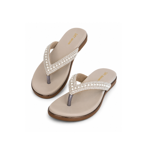Sudbury Pearl Embellished Comfort Toe-Ring Sandals